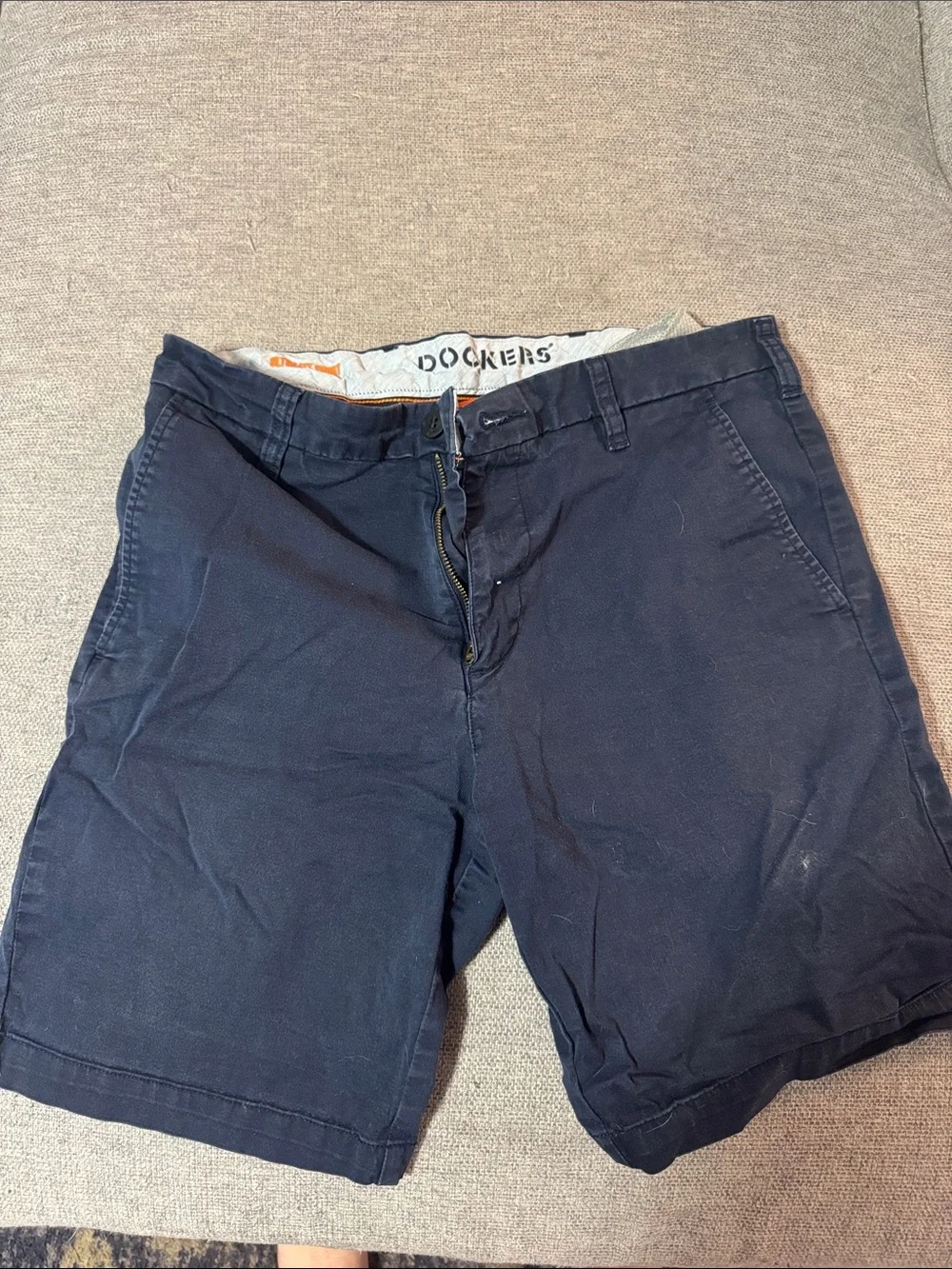 Dockers Men's Navy Flat Front Cotton Blend Shorts
